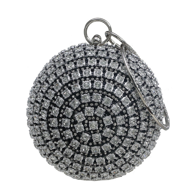 Metallic Diamond Round Banquet Clutch Bag Wholesale Womens Clothing