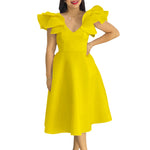 Ruffle High Waist A-Line Dresses Wholesale Womens Clothing N3824061200015