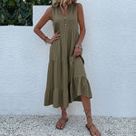 Sleeveless Tank Maxi Dresses Loose Casual Solid Color Dresses Wholesale Womens Clothing N3824050700031