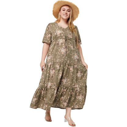 Plus Size Bohemian Print Loose Beach Dresses Wholesale Womens Clothing N3824080300031