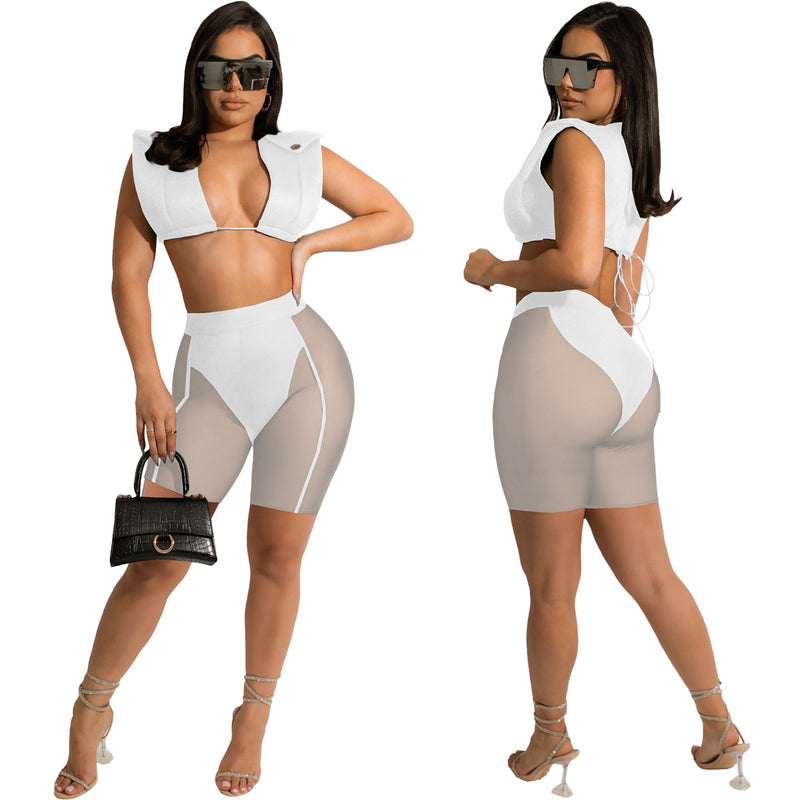 Sexy Mesh Summer Bikini Shorts Set Wholesale Womens Clothing N3824011100005