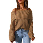 One-Shoulder Loose Pullover Knitted All-Match Sweater Wholesale Women'S Top