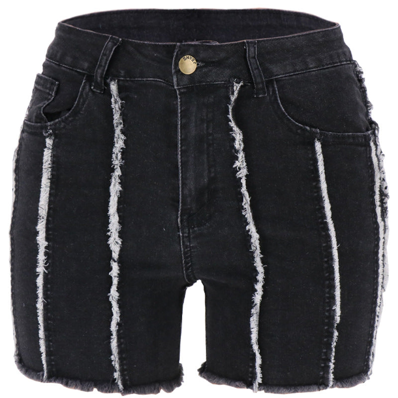 High Waist Patchwork Denim Shorts Wholesale Womens Clothing N3823090500051