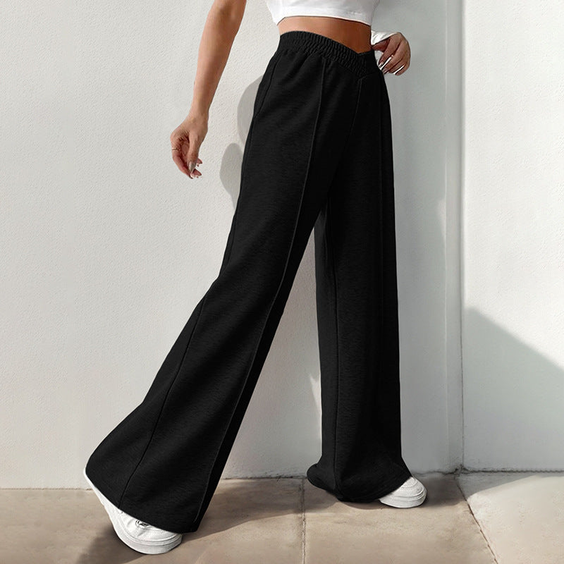 High Waisted Solid Color Wide Leg Casual Pants Wholesale Womens Clothing N3824082900022