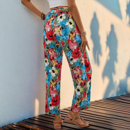 Graffiti Print Boho Resort Straight Pants Wholesale Womens Clothing N3824062800040