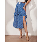 High-Waist Printed Wood Ear Side All-Match Slit Skirt Wholesale Women'S Bottom