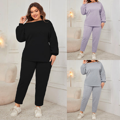 Strapless Plus Size Baggy Sweatshirts Pants Sets Wholesale Womens Clothing N3824091200165