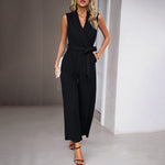 Sleeveless Casual Commuter Solid Color Jumpsuit Wholesale Womens Clothing