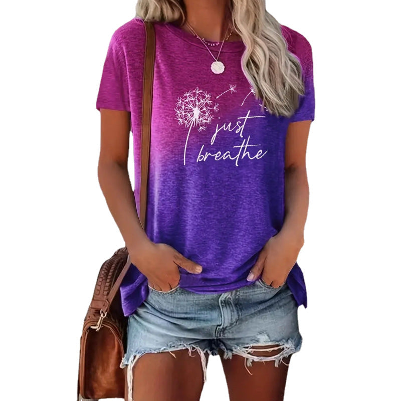 Dandelion Letter Print Short Sleeve T-Shirts Wholesale Women's Clothing N3824040700300