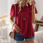 Casual Solid Color Round Neck Short Sleeve Top Wholesale Womens Clothing N3824022600016