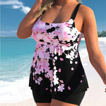 Wholesale Women Plus Size Clothing Slim Fit Flower Print Strappy Two Piece Swimsuit