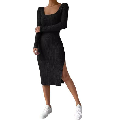 Sexy Knit Dress Fashion Split Wholesale Plus Size Dresses N3824091200006