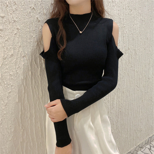 Slim Long-Sleeved Small High-Collared Armless Pullover Knitwear Wholesale Womens Tops