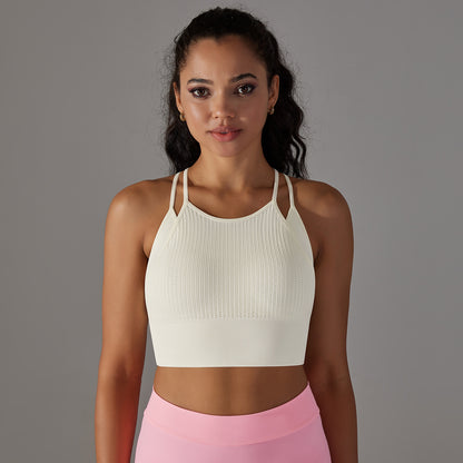 Seamless Knit Thread Double Layer Sport Crop Tops Wholesale Women'S Top