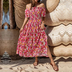 Resort Style One Shoulder Printed Dresses Wholesale Womens Clothing N3824022600089