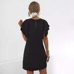 Double Ruffle Sleeve Solid Color Dresses Wholesale Womens Clothing N3824042900055