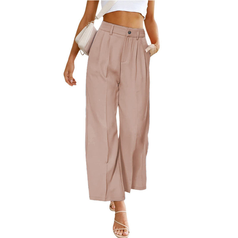 Casual High-Waisted Buttoned Wide-Leg Pants With Pockets Wholesale Womens Clothing