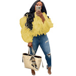 Layered Puffy Petal Chiffon Long Sleeve Fashion Cropped Tops Wholesale Womens Clothing N3823110200080