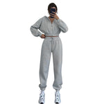 Hooded Zip Waist Sweatshirt Pants Tracksuit Sets Wholesale Womens Clothing N3823103000046