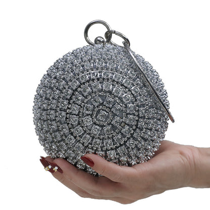 Metallic Diamond Round Banquet Clutch Bag Wholesale Womens Clothing