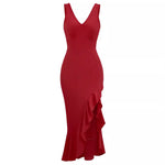 V-Neck Sleeveless Ruffle Hem Dresses Wholesale Womens Clothing N3824050700038