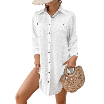 Resort Beach Jacket Bikini Cover Up Button Down Shirt Wholesale Womens Clothing N3824022600104