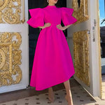 Elegant Double Layer Ruffle Sleeves Solid Color Large Hem Dress Wholesale Dresses
