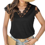 Lace Paneled Black Tops Wholesale Womens Clothing N3824041600012