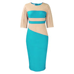 Fashion Five-Quarter Sleeve Color Blocking Hip Dress Wholesale Dresses