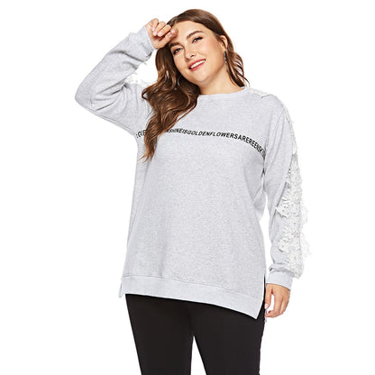 Plus Size Round Neck Pullover Letter Print Long Sleeve Sweatshirts Wholesale Womens Clothing N3824080300020