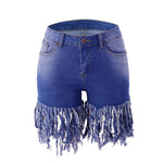 Trendy Fringed Denim Shorts Wholesale Womens Clothing N3823090500953