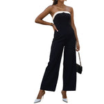 Patchwork Bandeau Sleeveless Jumpsuit Wholesale Womens Clothing N3824041600017