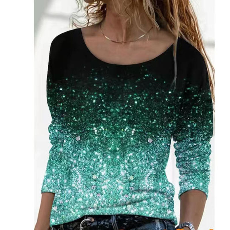 Long Sleeve Pullover Casual Print T-Shirt Top Wholesale Women'S Top