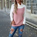 Fashion Long Sleeve Color Clash Turtleneck Sweater Wholesale Womens Tops