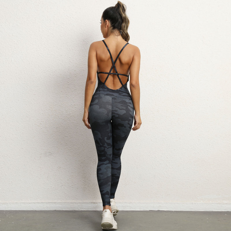 Tight Backless Suspenders Sports Running Fitness Yoga Jumpsuit Wholesale Womens Clothing