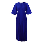 V-Neck Elastic Waist Pleated Dresses Wholesale Womens Clothing N3823112300149