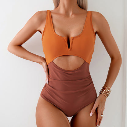 Color Block One Piece Swimsuit Wholesale Womens Clothing N3824052500012