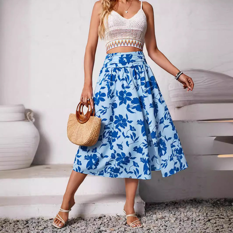 Casual Floral Print Slit Skirts Wholesale Womens Clothing N3824041600032