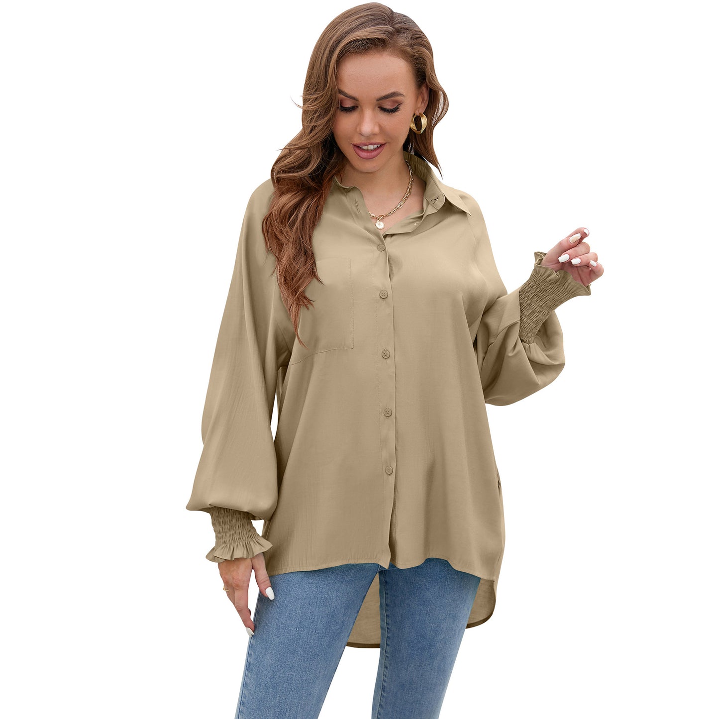 Raglan Sleeves Soft Solid Loose Asymmetric Shirt Wholesale Women'S Top