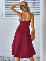 Asymmetric Slim-Fit Solid Color Ruffled Suspender Simple Dress Wholesale Dresses
