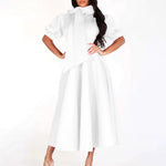Puff Sleeve Waist Belted Dress Wholesale Womens Clothing N3823112300146