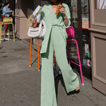 Temperament Solid Colour Long Sleeve Top Trouser Set Wholesale Women'S 2 Piece Sets