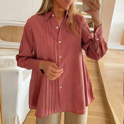 Single Breasted Lapel Cardigan Long Sleeve Solid Shirts Wholesale Womens Clothing N3824112000025