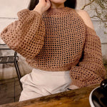 Women's Solid Color Sexy Knitted Hollow Tops Wholesale Womens Clothing N3824010500071