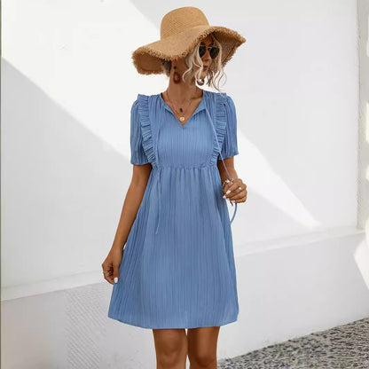 V-Neck Ruffle Dresses Wholesale Womens Clothing N3824041600059