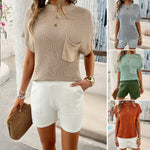Casual Knitted Short Sleeve Shorts Set Wholesale Womens Clothing N3824040100127