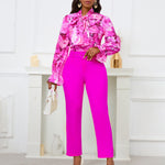 Fashionable Printed Strappy Long-Sleeved Tops And High-Waisted Trousers Wholesale Womens 2 Piece Sets N3823111600058