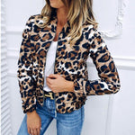 Fashion Leopard Print Small Stand-Up Collar Zipper Long Sleeve Jacket Wholesale Womens Clothing