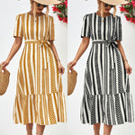 Contrast Color Printing Short-Sleeved Commuter Simple Dress Wholesale Dresses