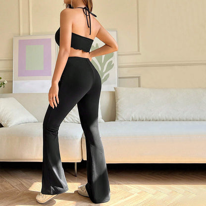 Waisted Black High Waisted Flared Pants Wholesale Womens Clothing N3824070500024